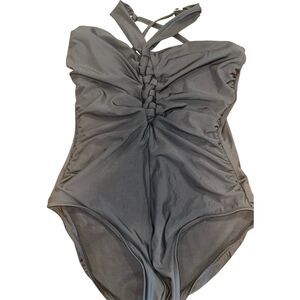 MagicSuit Braided Swimsuit Womens 14 Black Crisscross Strap One Piece Slimming